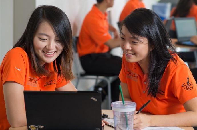 Two PharmD students with laptops